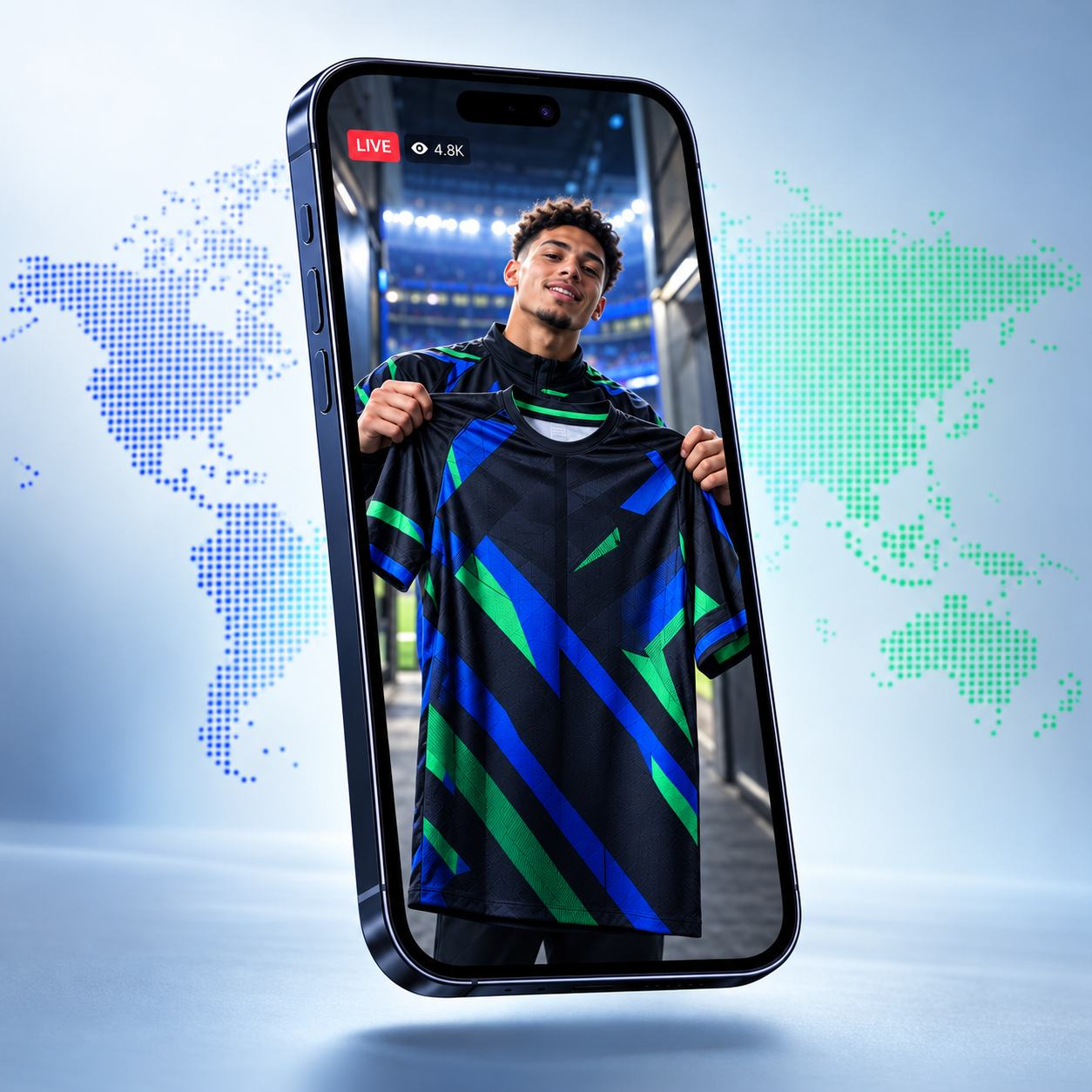 A Buzzer live sportswear campaign shown on a mobile phone