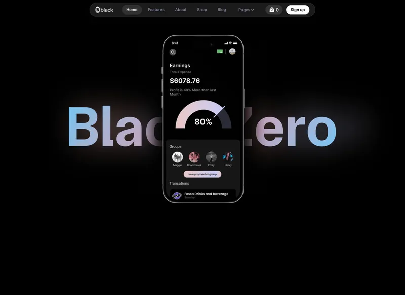 App Webflow Template -
Black Zero - Created by Wedoflow.com and Azwedo.com