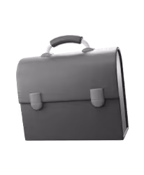 Icône de valise de travail en 3d, en noir et blanc, symbolisant la reconversion professionnelle.