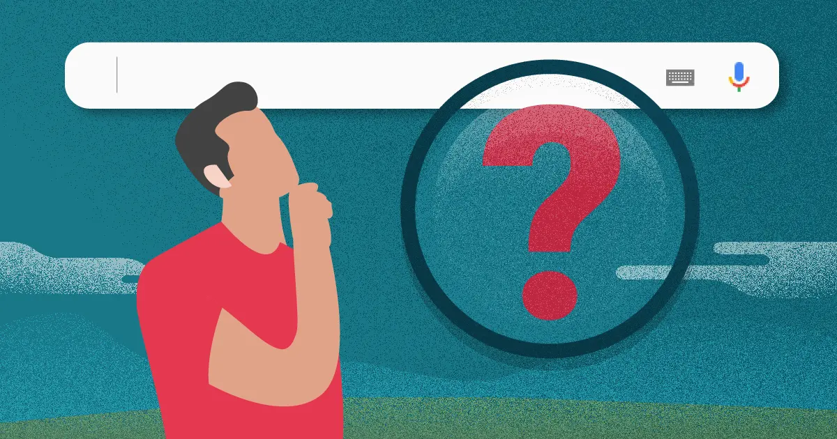 man considering what to search for on the internet