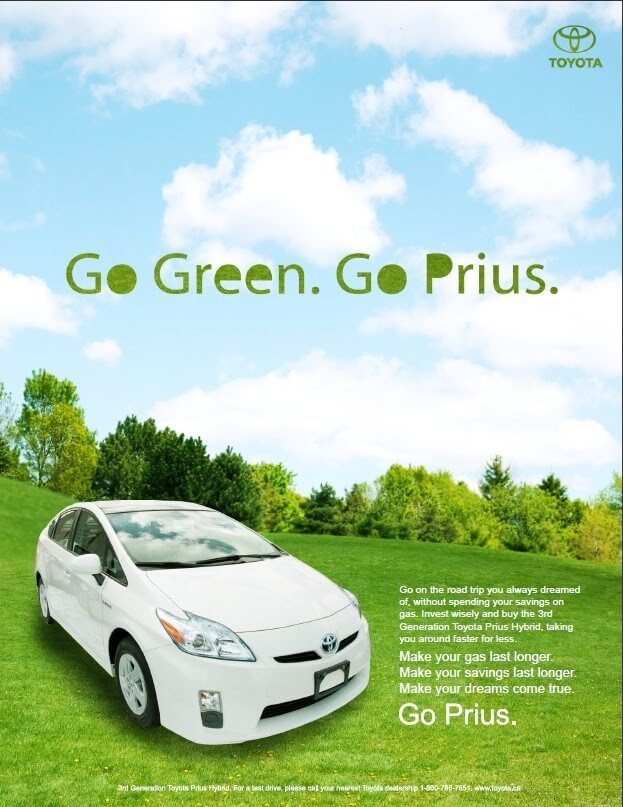 Toyota uses behavioral segmentation to appeal to environmentally conscious buyers. 