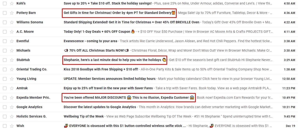 sample email headlines