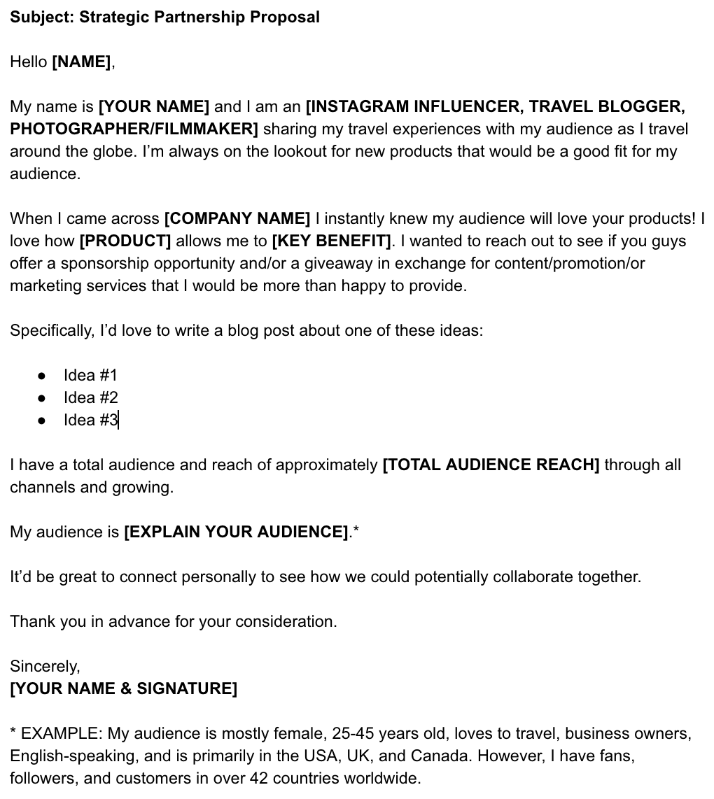 sample brand pitch email template