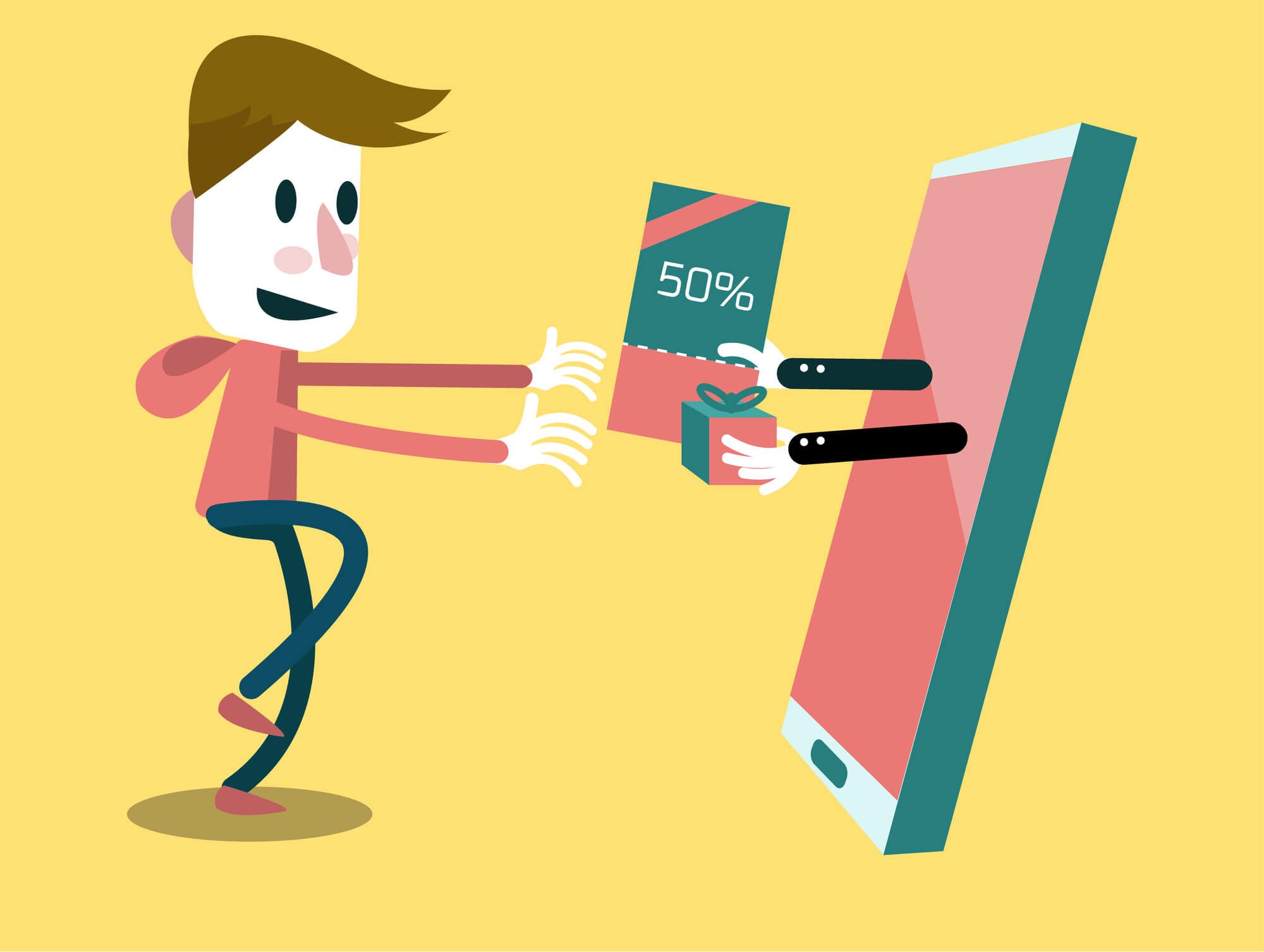 excited man claiming a coupon from a miami digital marketing agency