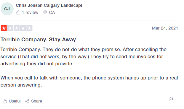 bad review from disgruntled yellow pages user digital marketing