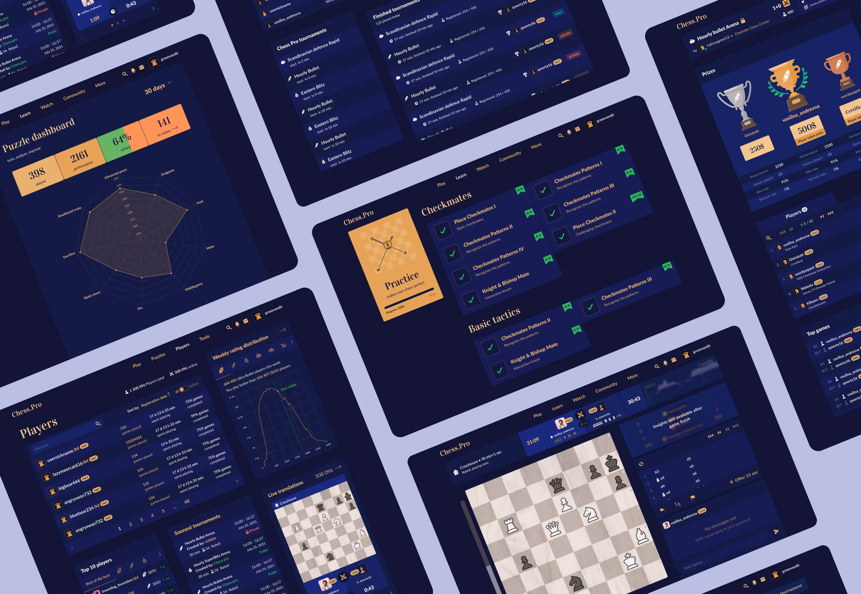 web and app design for chess game