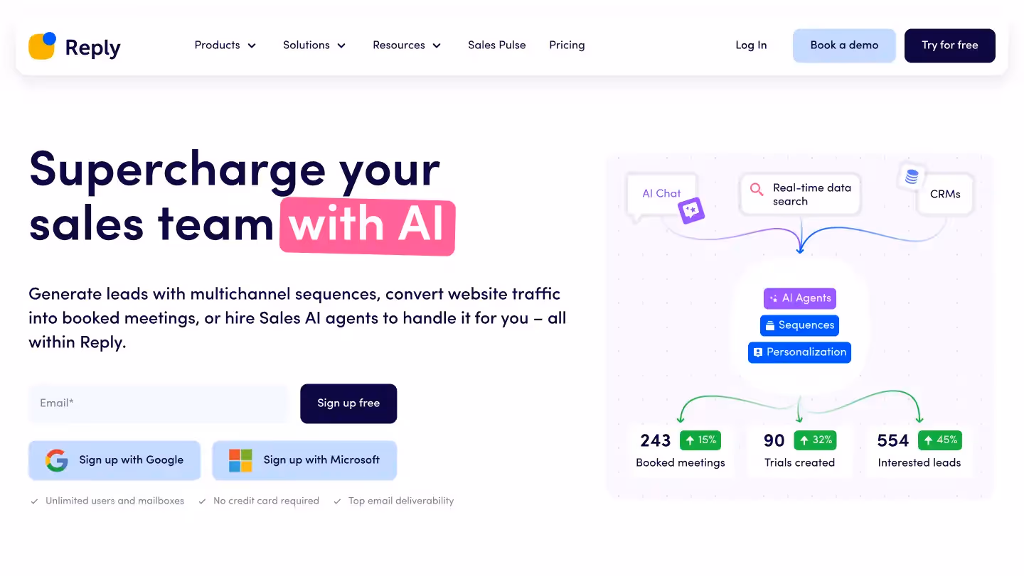 Web design for key pages for SaaS startup Reply.io