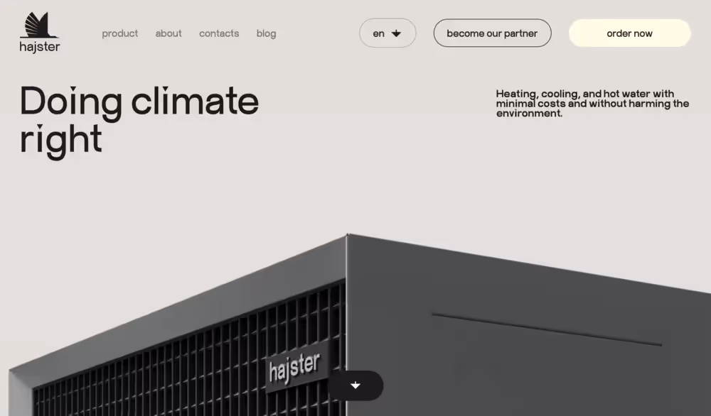 Web design for heat pumps manufacturer