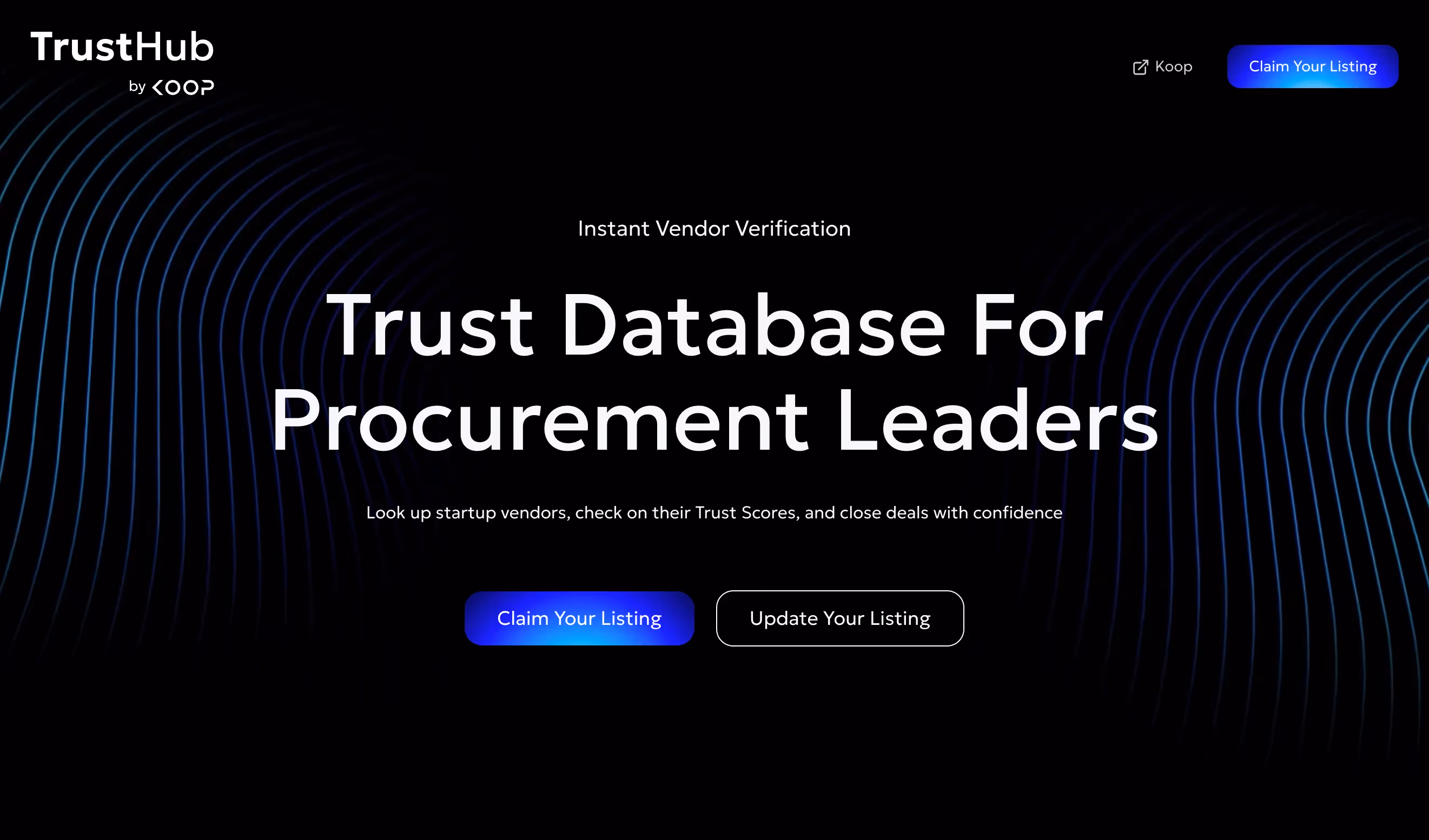 Website design and development for Trusted startups database
