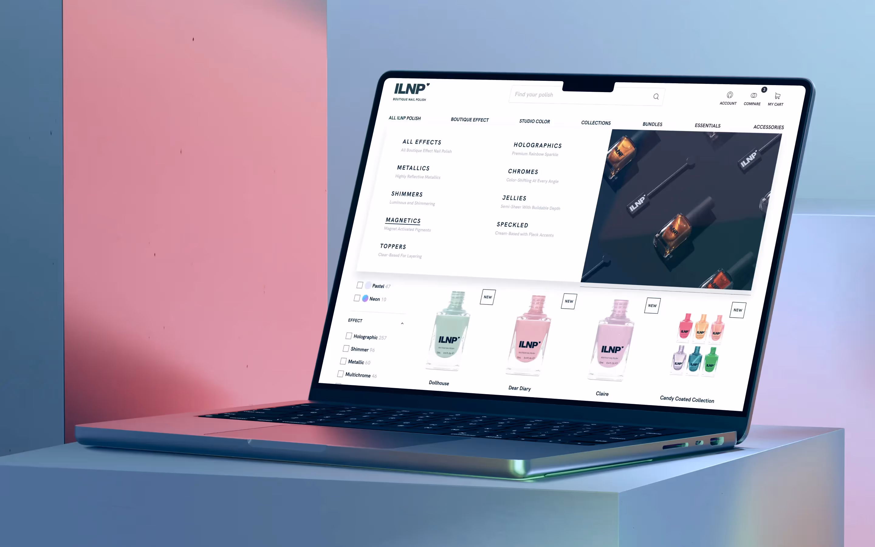  ecommerce web design for nail polish manufacturer ILNP