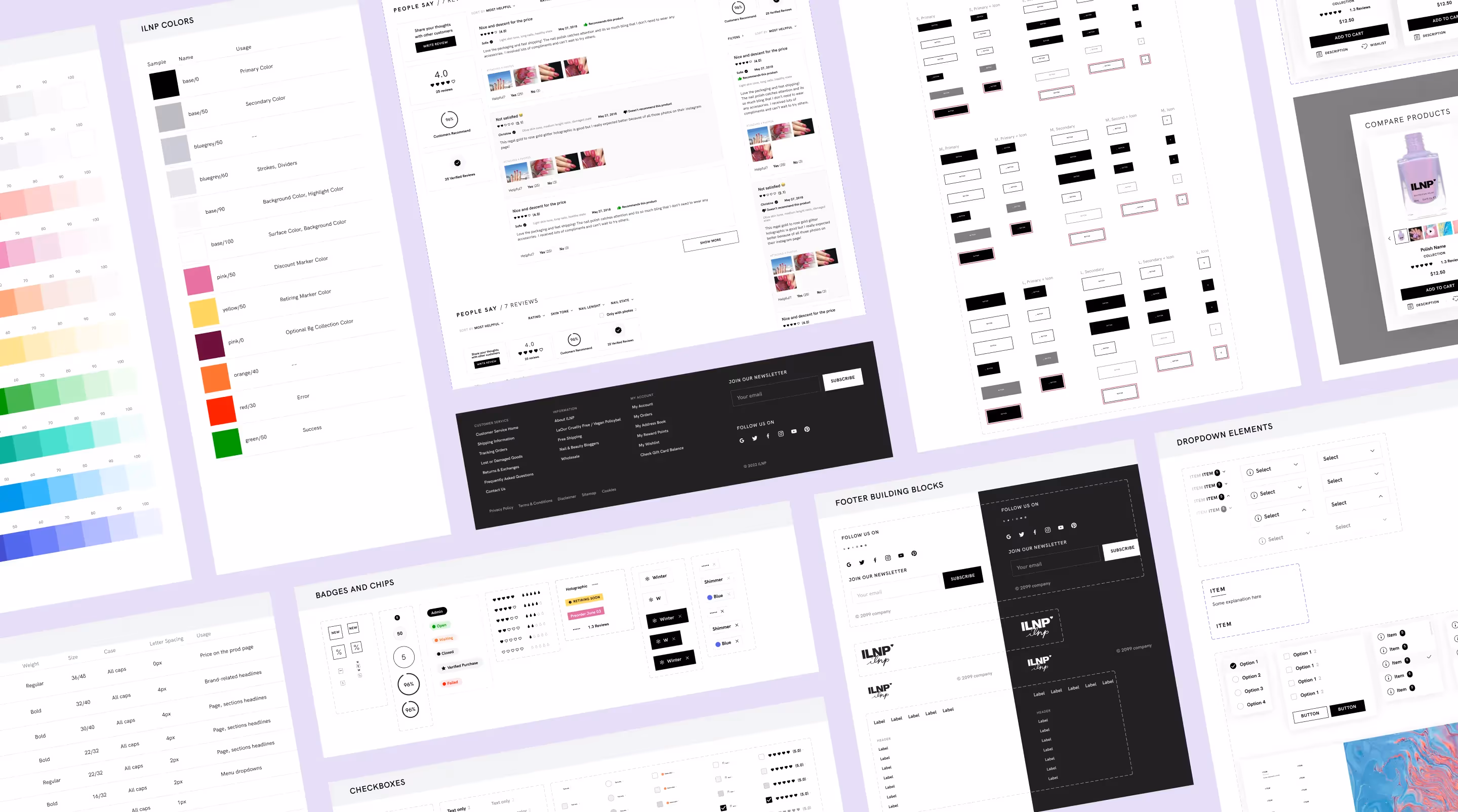  web design system for nail polish manufacturer ecommerse ILNP