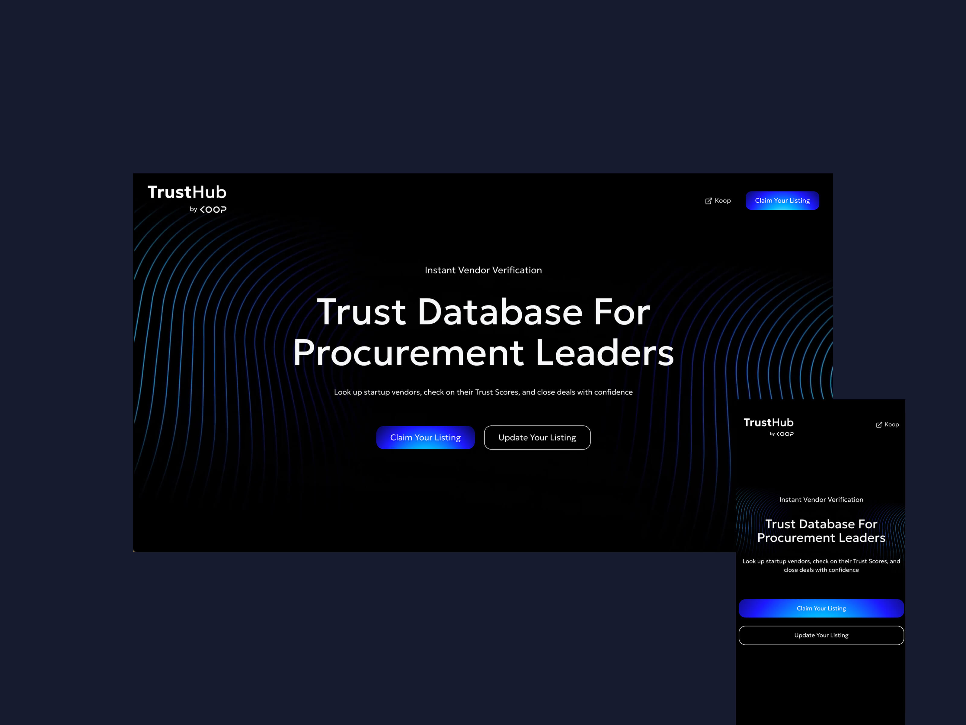 Website design and development for Trusted startups database