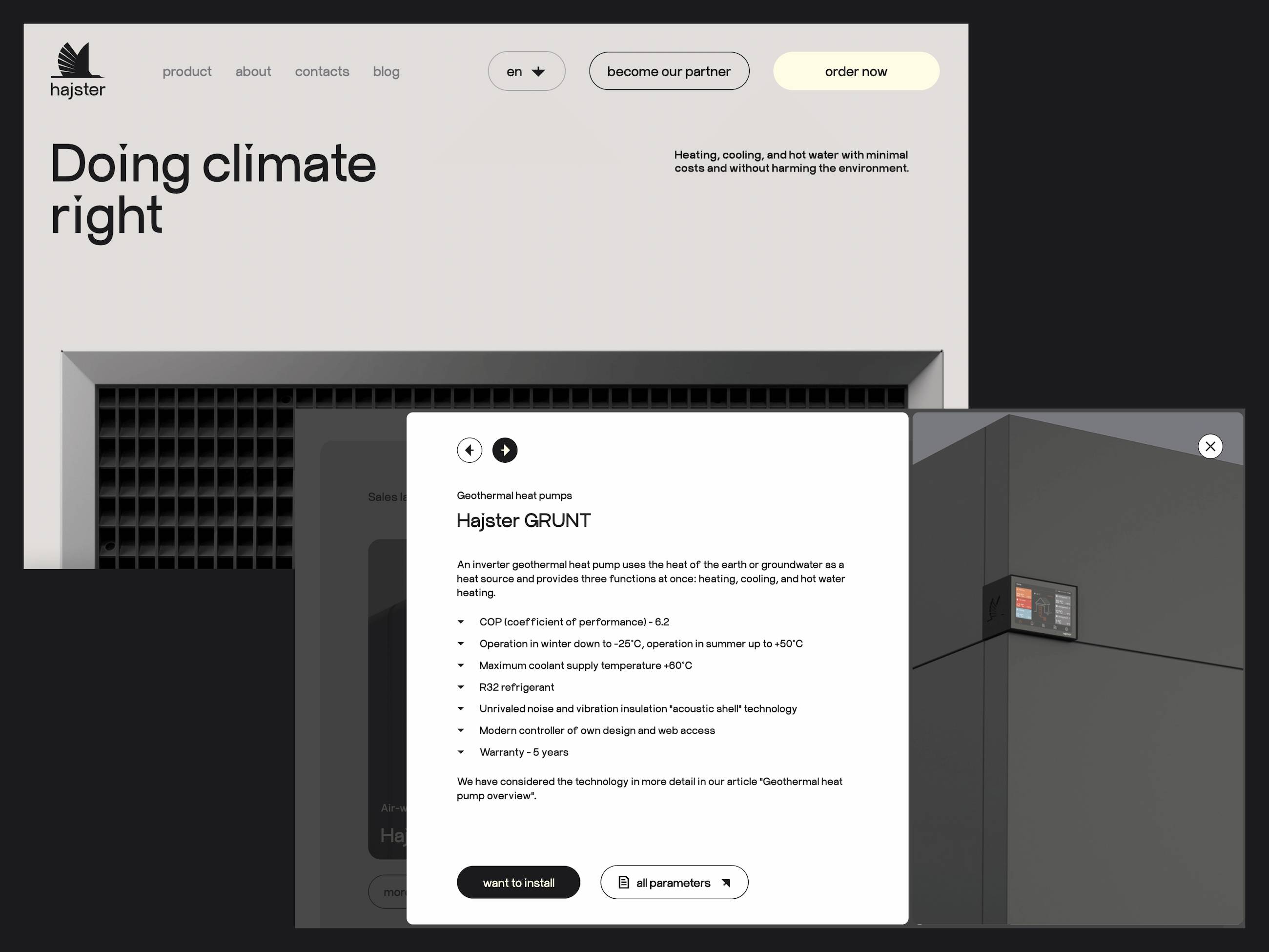 Web design for heat pumps manufacturer