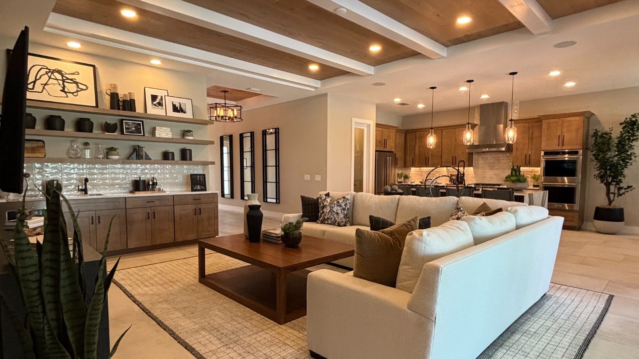 Spacious model home interior at Monterey Lakewood Ranch, featuring open floor plan and upscale finishes."