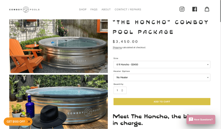 The previous version of the product page.