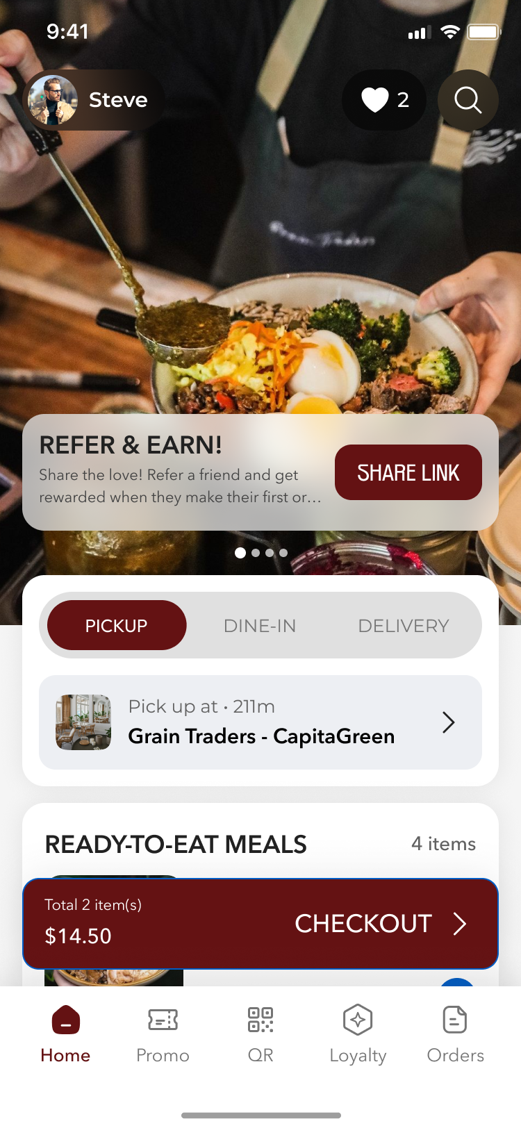 Cata mobile app interface