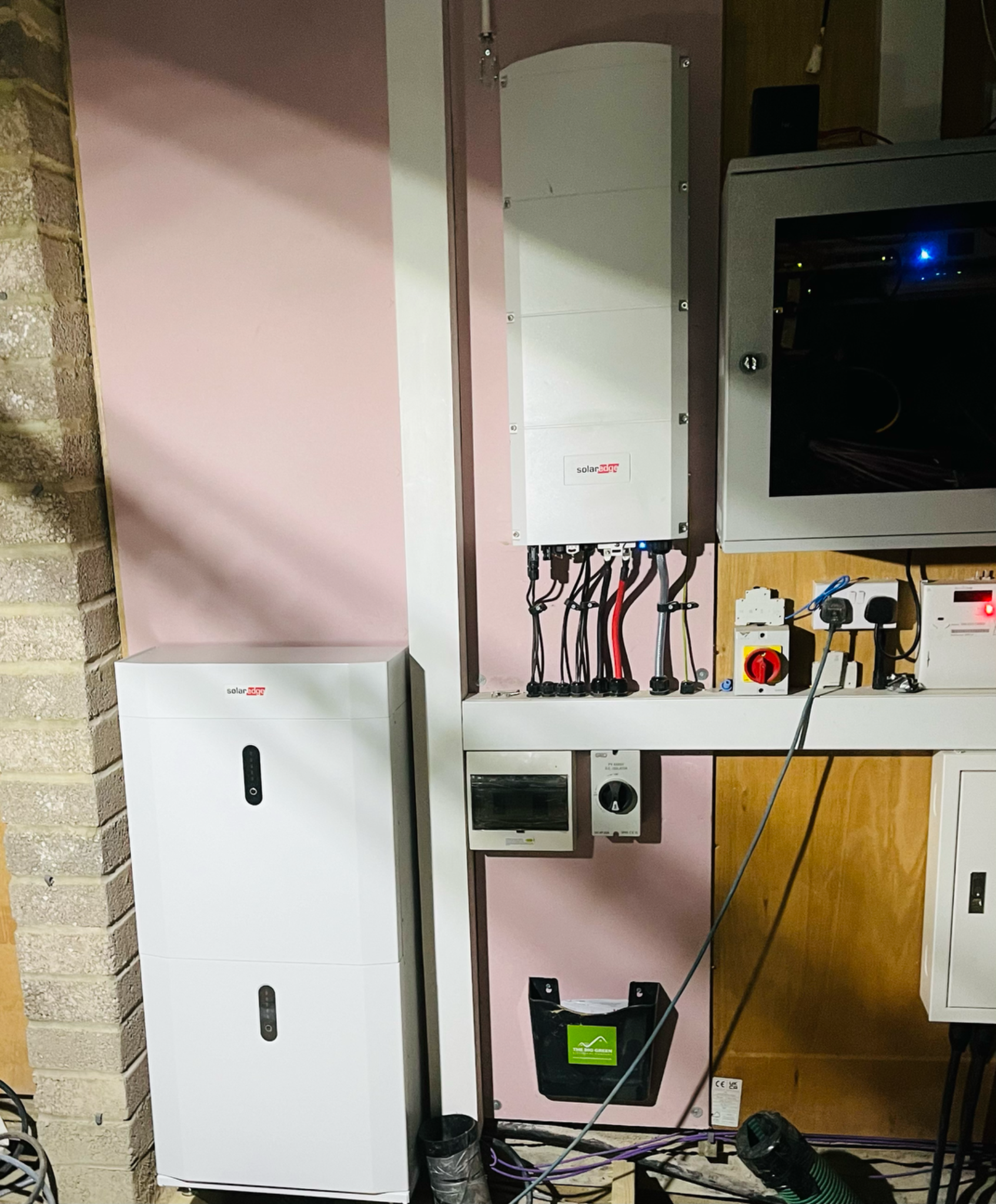 SolarEdge Home Hub inverter and modular battery storage installed in Farnham