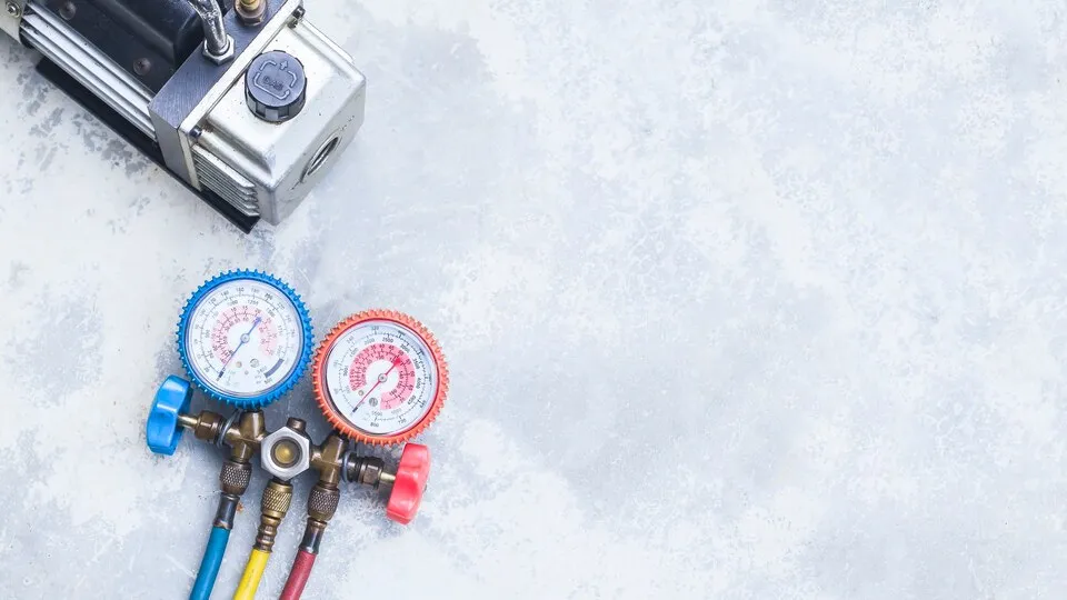 A close shot of AC compressor