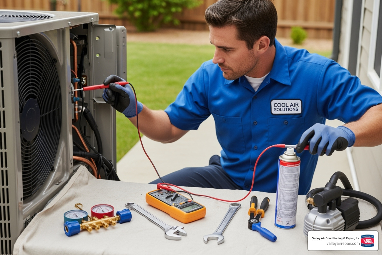 technician performing a detailed AC tune-up - air conditioning companies in fresno ca
