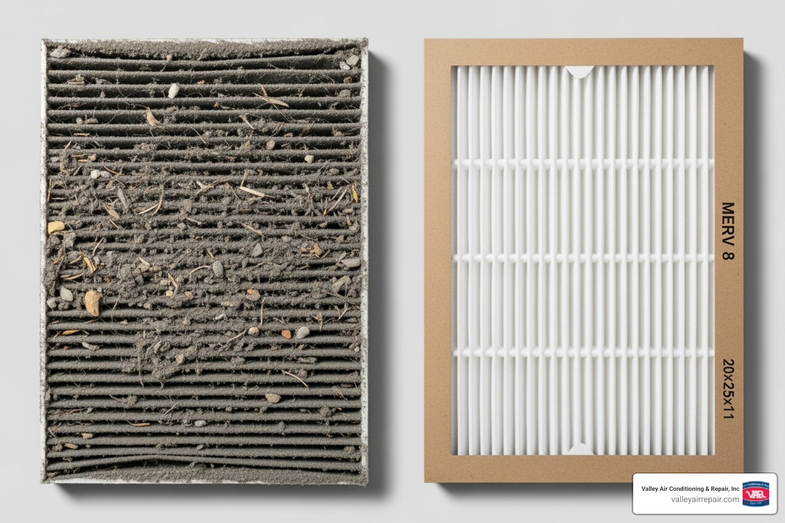 of a dirty air filter next to a clean one - AC not turning on