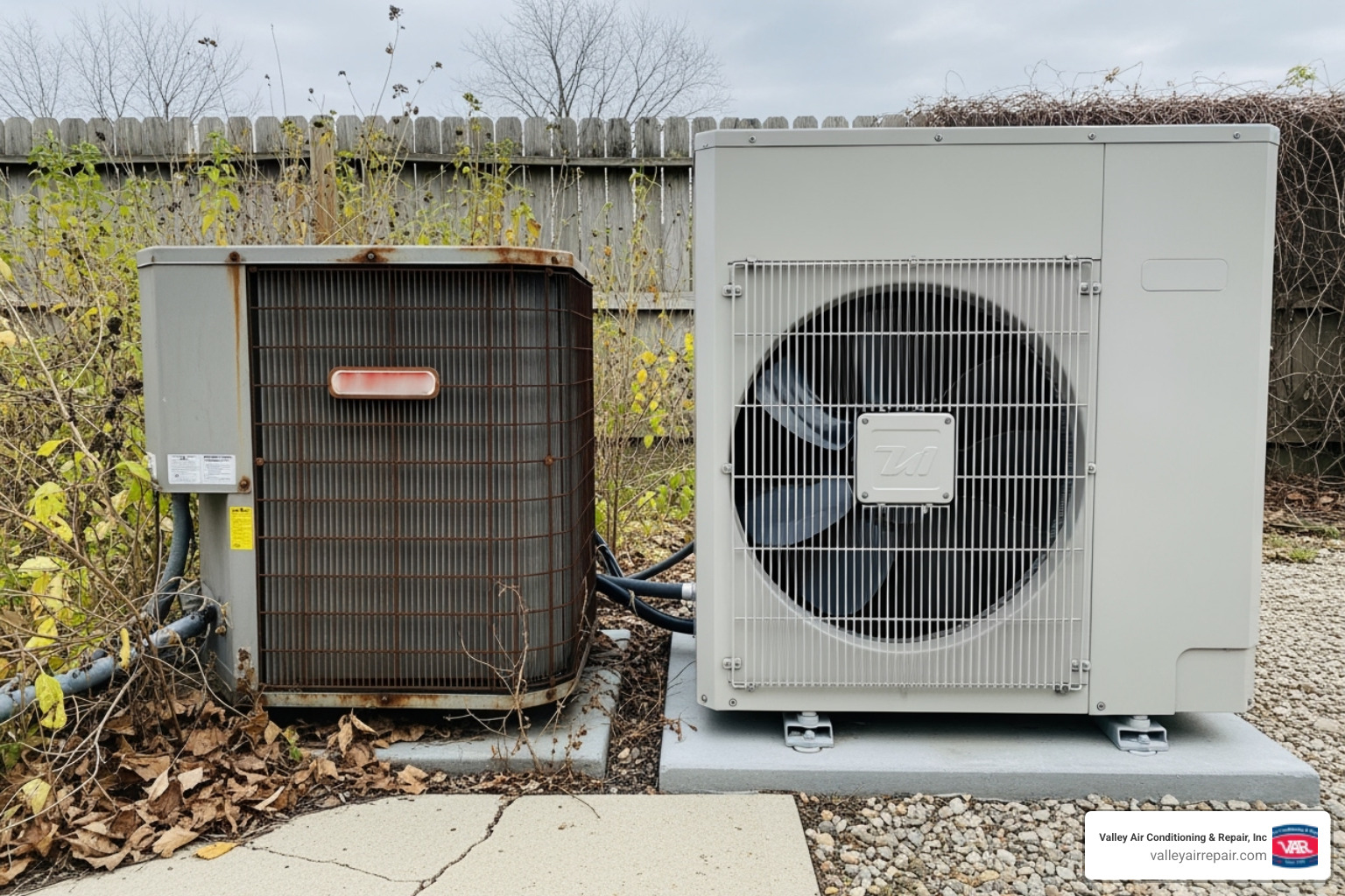 old and new AC units - central ac installation fresno