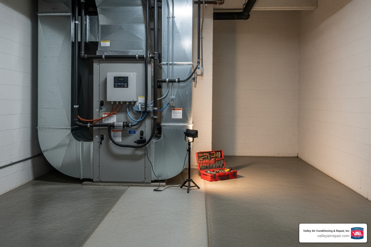 A clear pathway leading to an indoor air handler - 24 hour ac repair oakdale