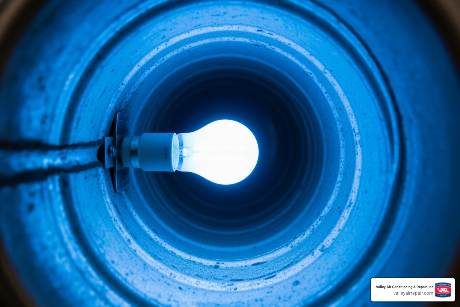 Image of a UV light installed inside an HVAC duct - air purifier installation ceres