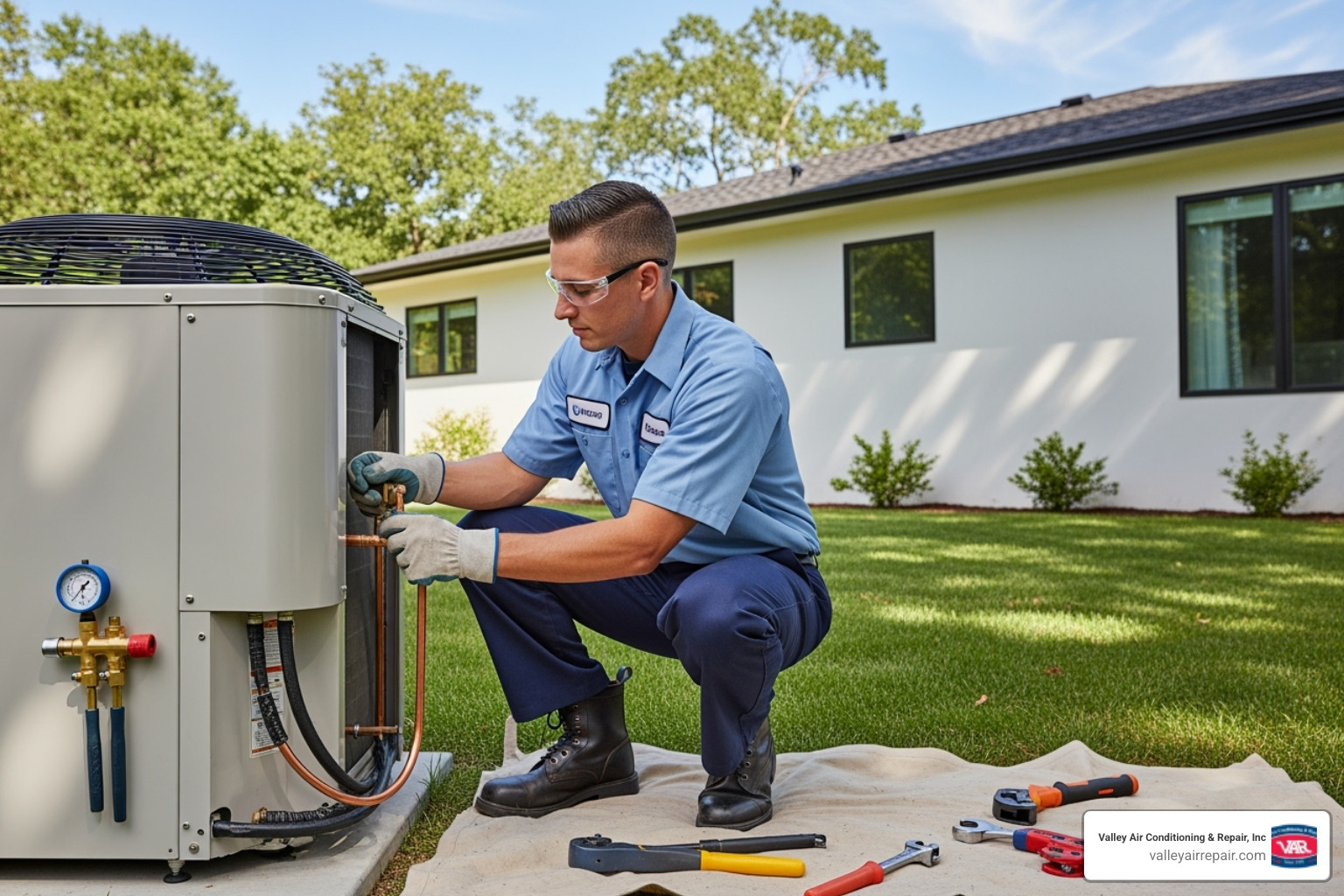 certified technician installing heat pump - heat pump replacement turlock