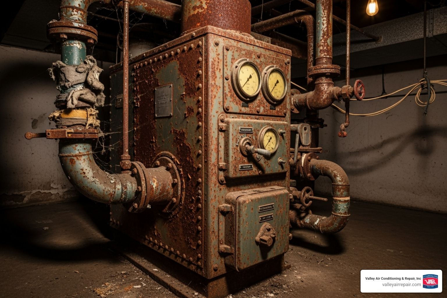 An old, rusted commercial heating unit with visible signs of wear and tear - commercial heating installation ceres An old, rusted commercial heating unit with visible signs of wear and tear - commercial heating installation ceres