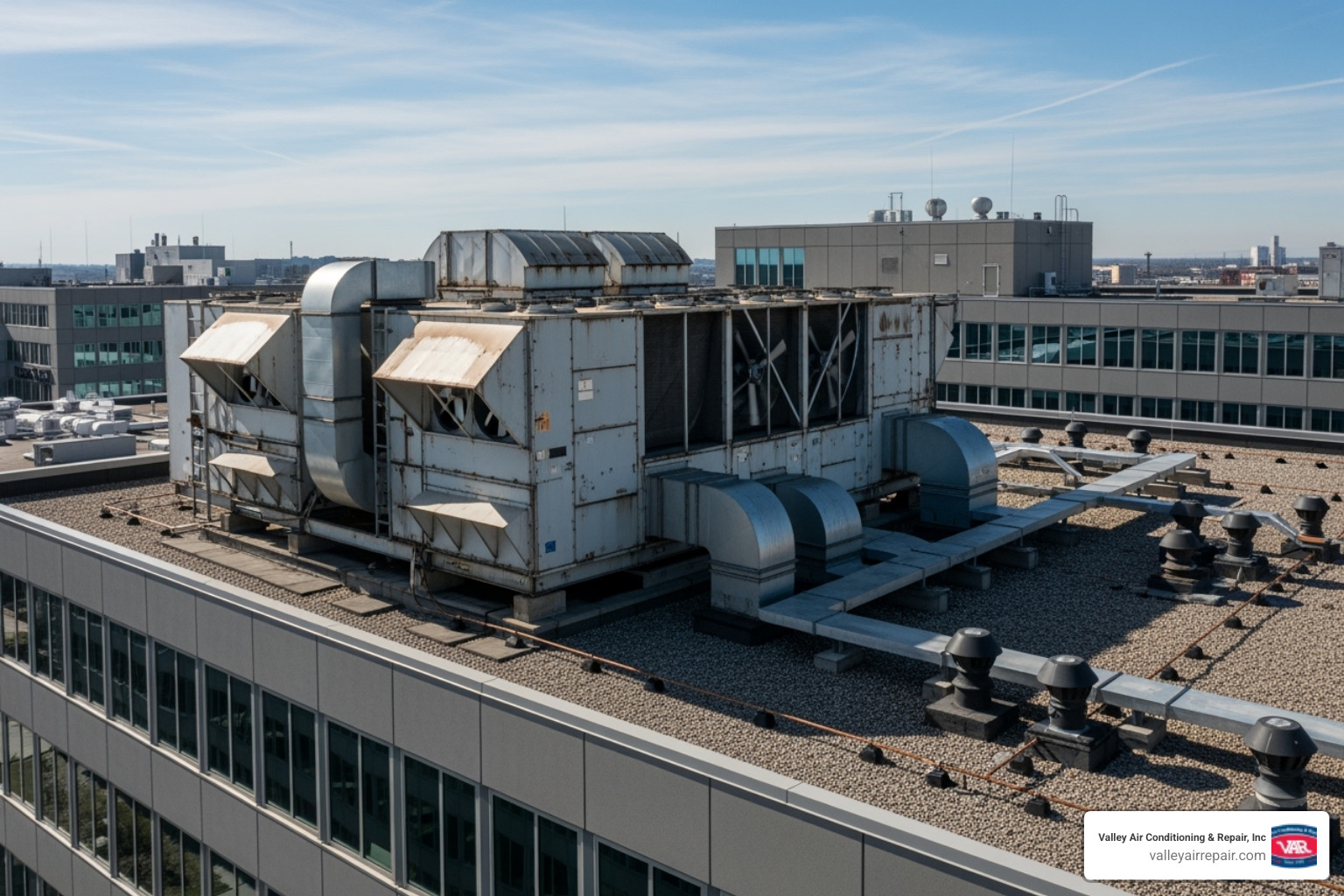 large rooftop HVAC unit on a commercial building - commercial hvac installation modesto