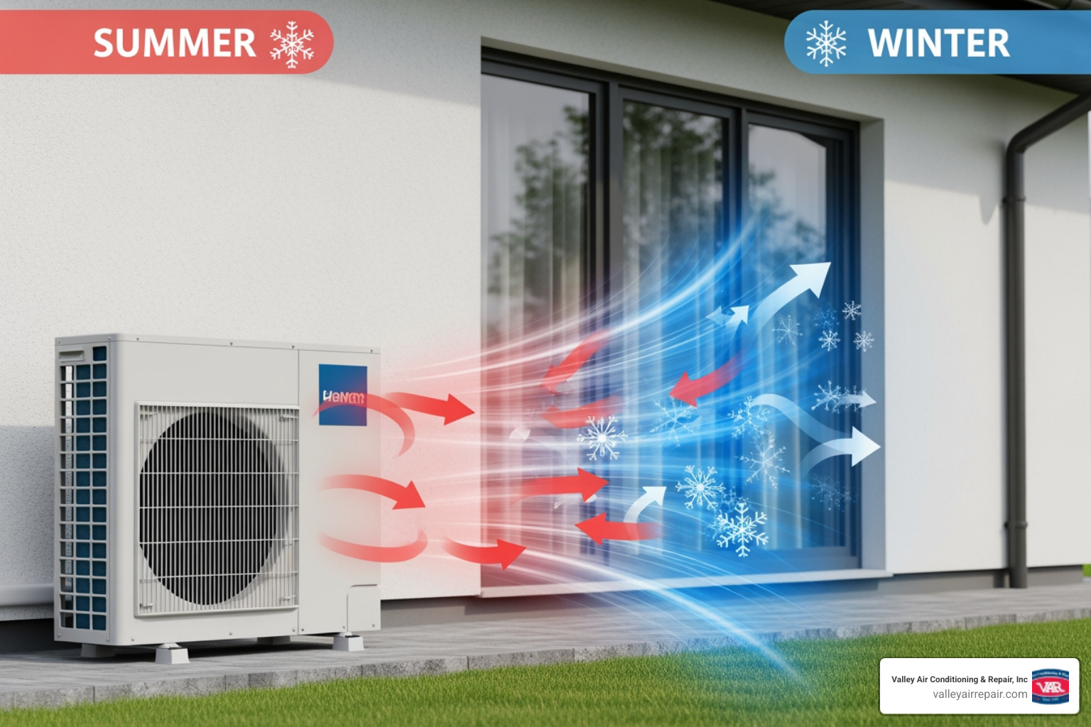 Infographic explaining how a heat pump transfers heat for both cooling and heating - heat pump installation in reedley, ca Infographic explaining how a heat pump transfers heat for both cooling and heating - heat pump installation in reedley, ca
