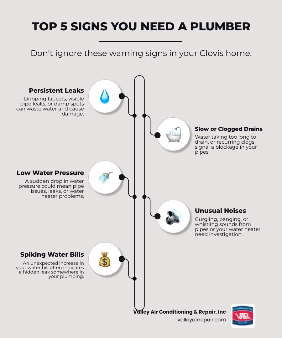Infographic of top 5 signs you need to call a plumber - best plumbing in clovis, ca infographic infographic-line-5-steps-elegant_beige