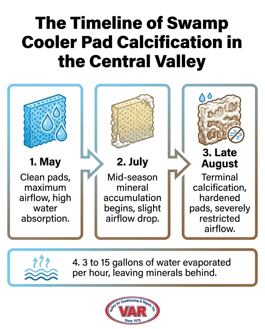 The Timeline of Swamp Cooler Pad Calcification in the Central Valley