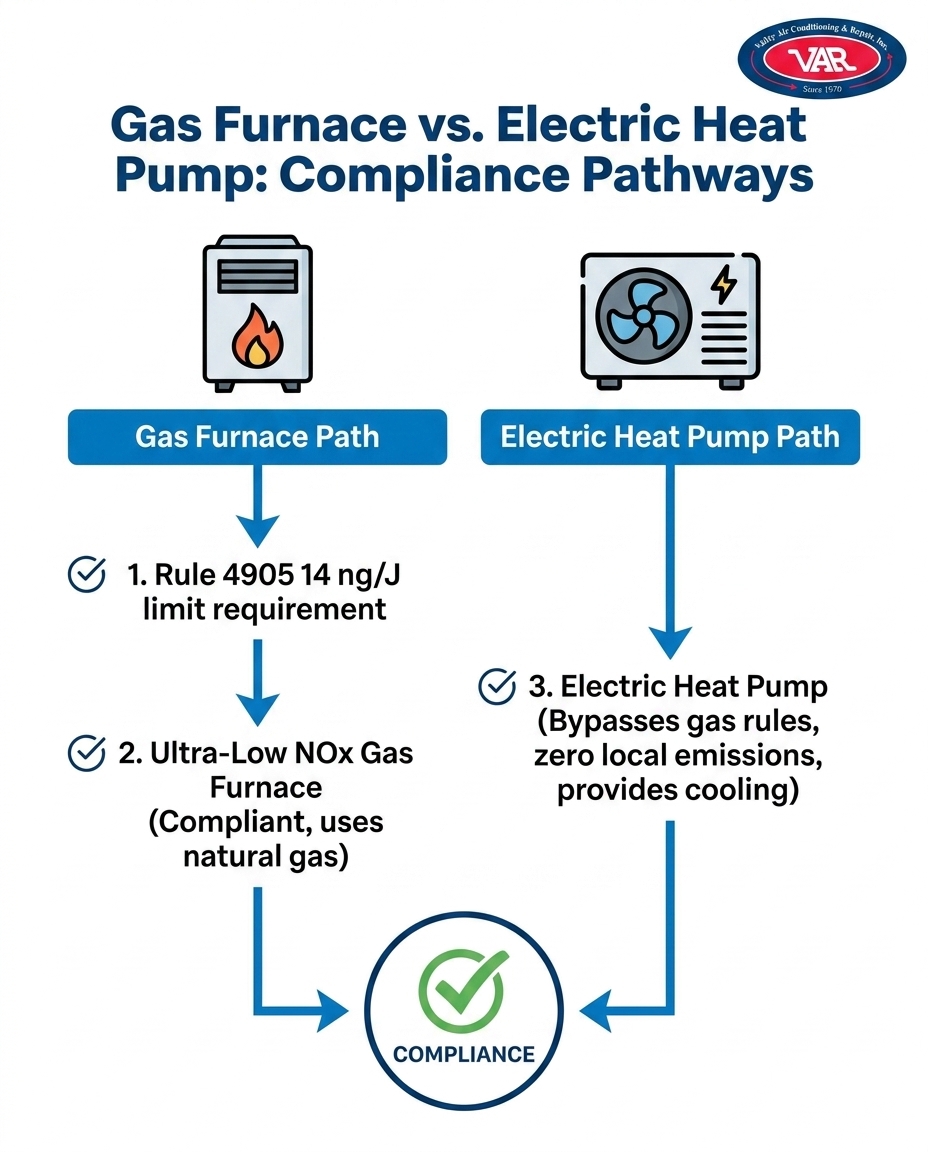 Gas Furnace vs. Electric Heat Pump: Compliance Pathways
