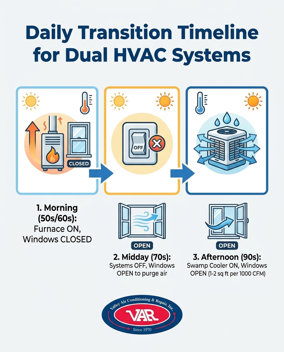 Daily Transition Timeline for Dual HVAC Systems