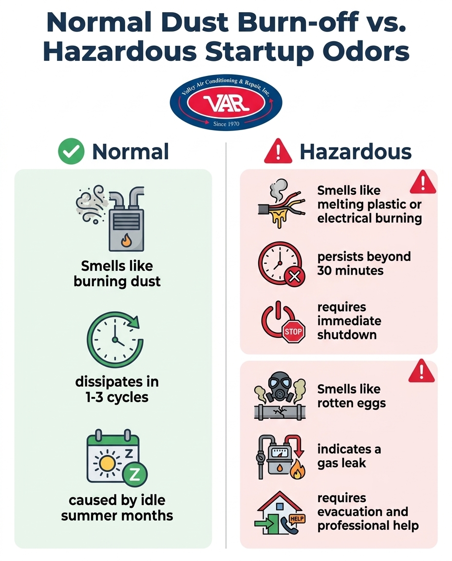 Normal Dust Burn-off vs. Hazardous Startup Odors