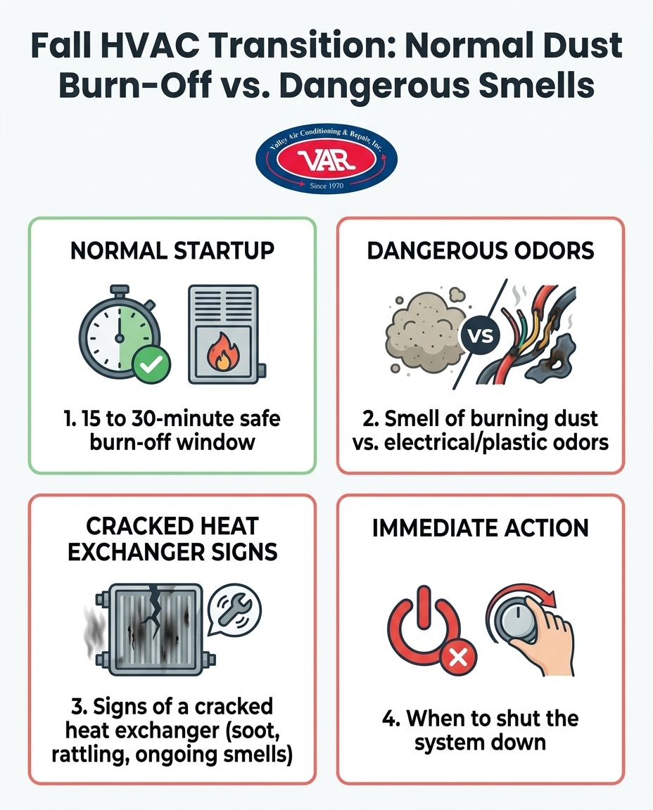 Fall HVAC Transition: Normal Dust Burn-Off vs. Dangerous Smells