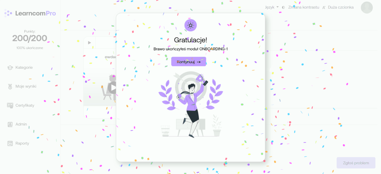 Moduł onboardingowy na platformie LearncomPro