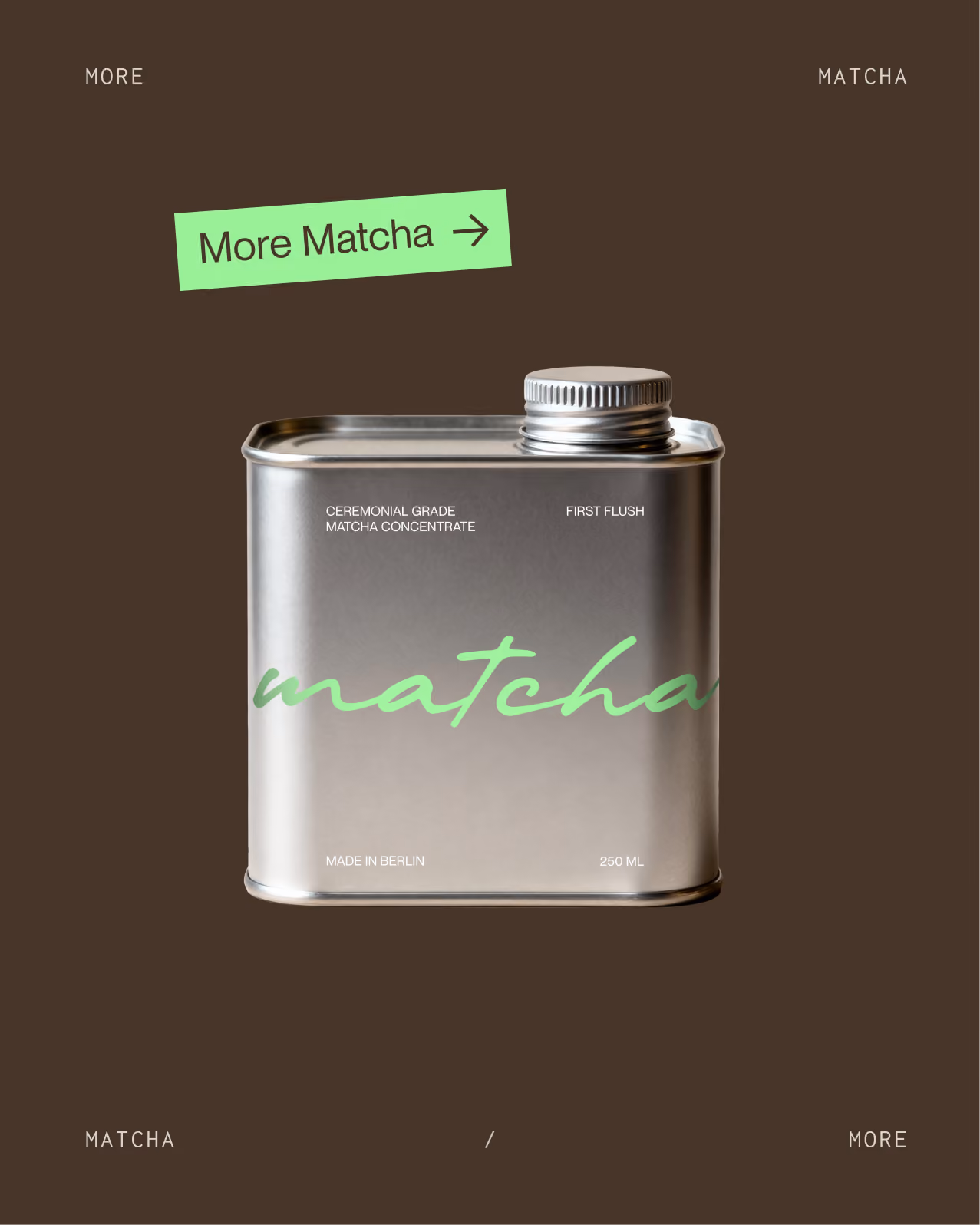 Eine silberne Dose mit Zeremoniellem Matcha-Konzentrat, 250 ml, hergestellt in Berlin.