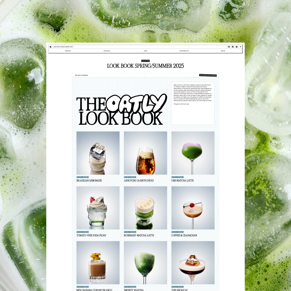 Tresen mit Jasmine, Earl Grey und Lemongrass Matcha Soda im Oatly-Pop-up