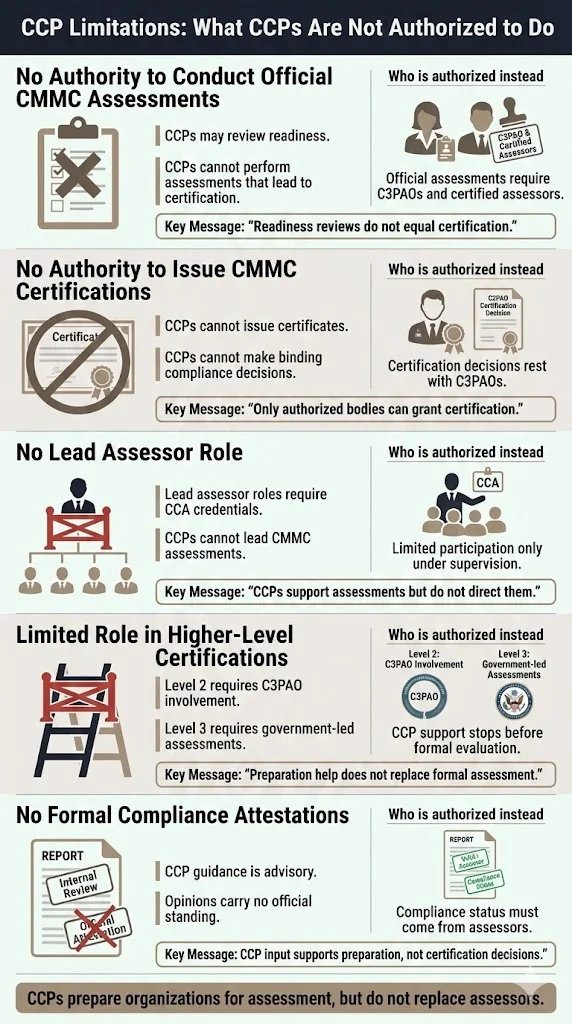 Limitations of CCP — what it does not allow you to do (without further certification)