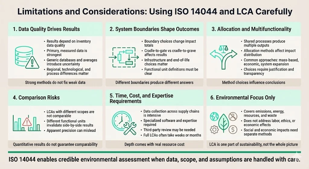Limitations & Considerations — When ISO 14044 / LCA Needs Careful Use