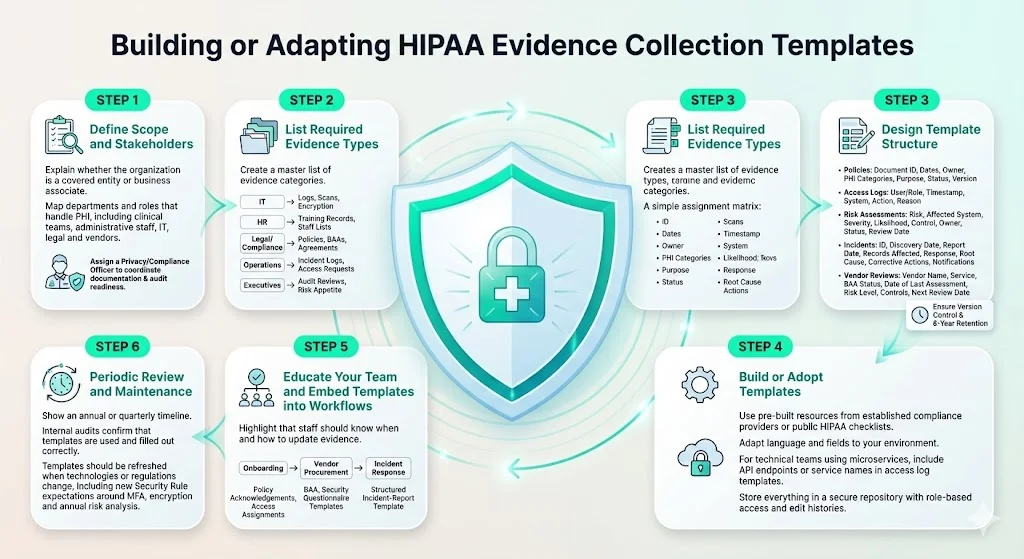 Building or adapting HIPAA evidence collection templates