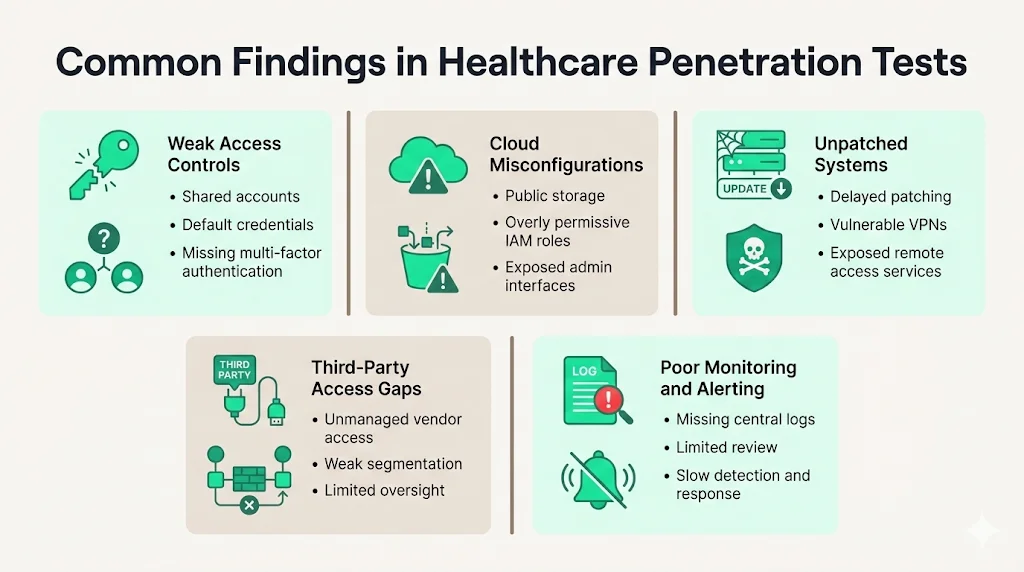 Common findings in healthcare penetration tests