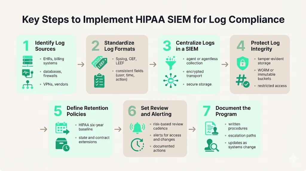 Key Steps to Implement HIPAA SIEM for Log Compliance