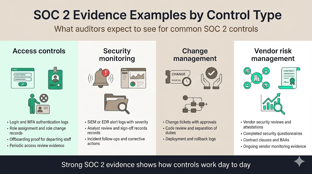 SOC 2 Evidence Examples by Control Type