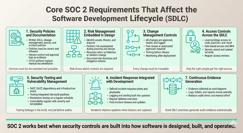 Core SOC 2 requirements that affect the SDLC