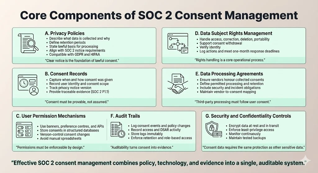 Core components of SOC 2 Consent Management