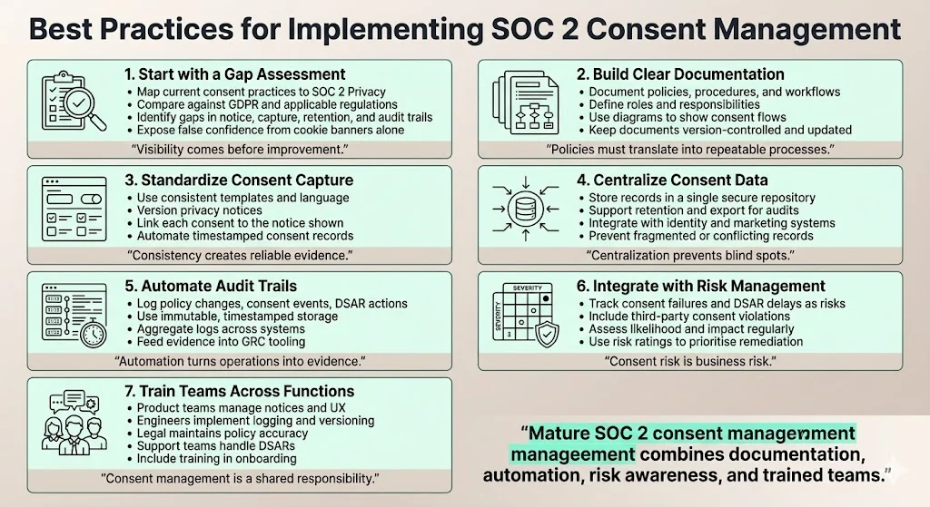 Best practices for implementing SOC 2 Consent Management