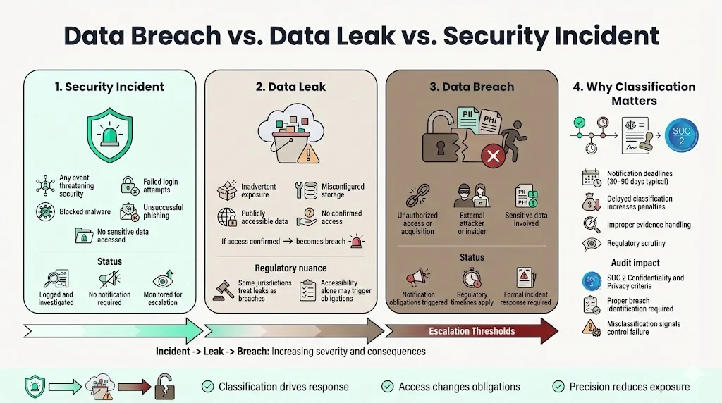 Data Breach vs. Data Leak vs. Security Incident